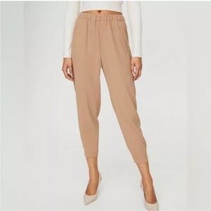 Aritzia Babaton Dexter Pull On Jogger Ankle Length Tuxedo Pant Camel Tan Sz M